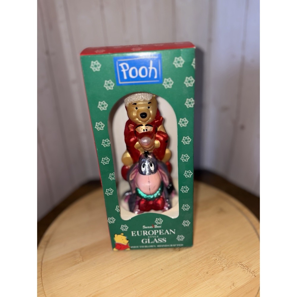 Santa's Best Disney Winnie the Pooh Tigger Eeyore  European Blown Glass Ornament